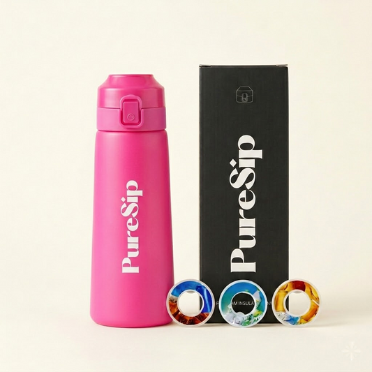 PureSip Scented Flavour Water Bottle 750ml (Pink) & 3 Scented Pods