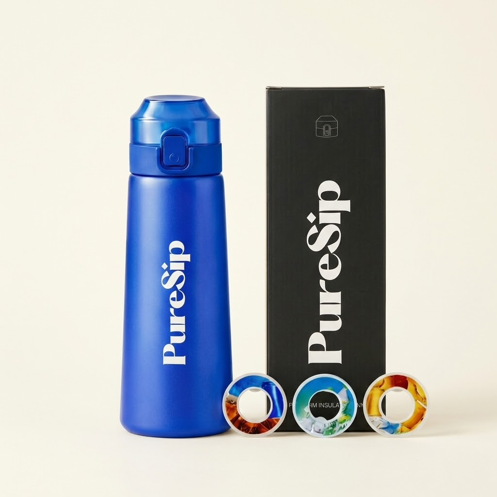 PureSip Scented Flavour Water Bottle 750ml (Blue) & 3 Scented Pods