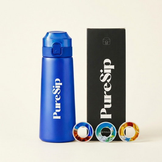 PureSip Scented Flavour Water Bottle 750ml (Blue) & 3 Scented Pods