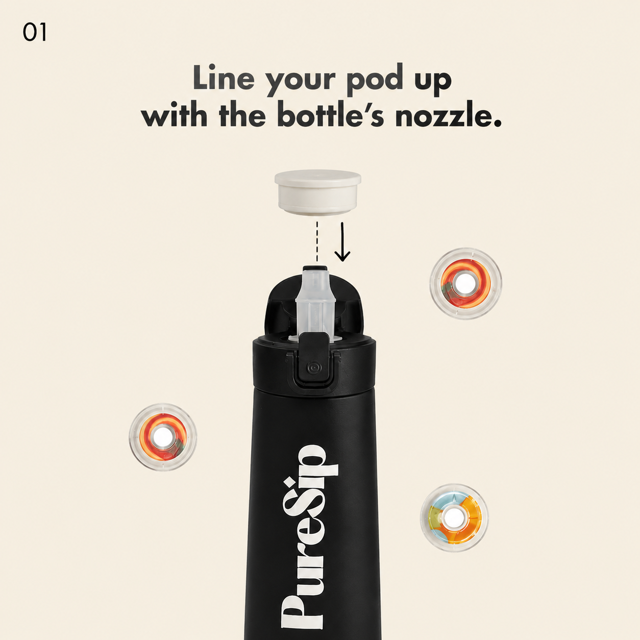 PureSip Flavoured Water Bottle 750ml – Purple Blue + 3 Pods