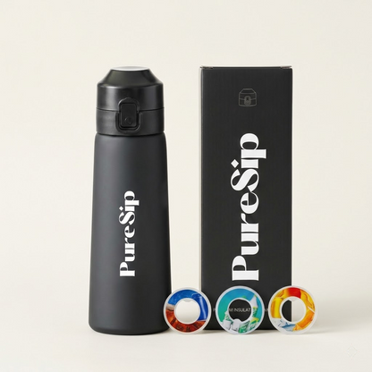 PureSip Scented Flavour Water Bottle 750ml (Black) & 3 Scented Pods