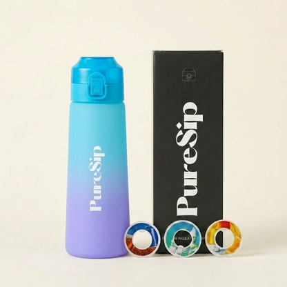 PureSip Scented Flavour Water Bottle 750ml (Green Purple) & 3 Scented Pods