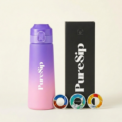 PureSip Flavoured Water Bottle 750ml – Purple Powder + 3 Pods